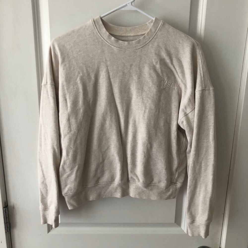$158 Bandier Women's Standard Wsly Ecosoft Crewneck Sweatshirt  XS Oatmeal XS